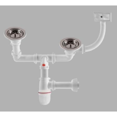 Сифон для мойки с асимметричными чашами B04-231- RDO40 Metline