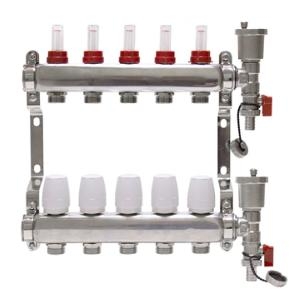 Коллектор для теплого пола  ZILTOS 1" х 10 выходов с расходомерами (в комплекте кронштейны, сливные группы)