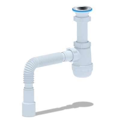 Сифон для кухонной мойки АНИ Грот A0115,  1 1/2"*40 с гибкой трубой 40*40/50мм АНИ пласт