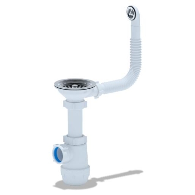 Сифон  для кухонной мойки АНИ Грот A0142S,  3 1/2"*40 с круглым гибким переливом АНИ пласт