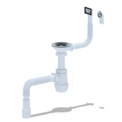Сифон для кухонной мойки АНИ Грот A0145DIY,  3 1/2"*40 с гибким переливом и гибкой трубой 40х40/50 мм АНИ пласт