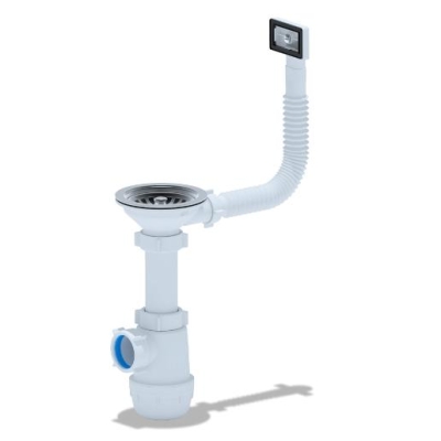 Сифон для кухонной мойки АНИ Грот A0145S,  3 1/2"*40 с гибким переливом АНИ пласт