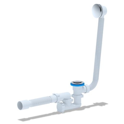 Сифон сливной для ванны, с переливом клик-клак Т-образный с сеткой АНИ пласт EC255S