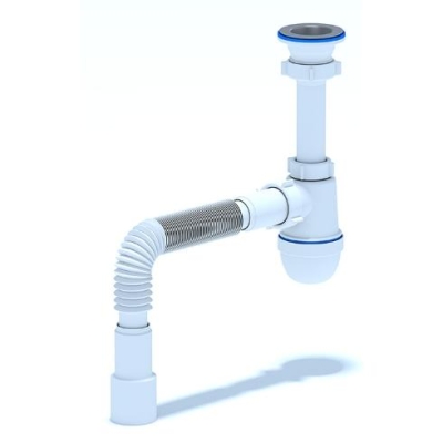 Сифон для кухонной мойки АНИ C0115,  1 1/2"*40 с гибкой трубой 40*40/50 АНИ пласт