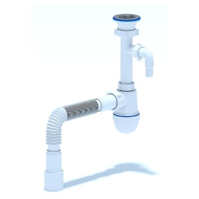Сифон для кухонной мойки АНИ C0315,  1 1/2"*40 с отводом для стиральной машины, с гибкой трубой 40*40/50 АНИ пласт
