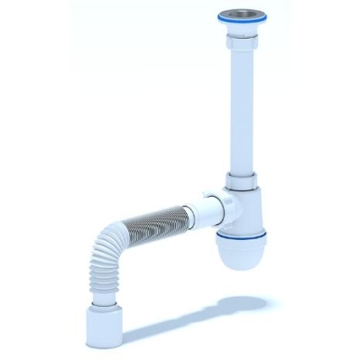 Сифон для умывальника АНИ C1010,  1 1/4"*40 с гибкой трубой 40*50 АНИ пласт