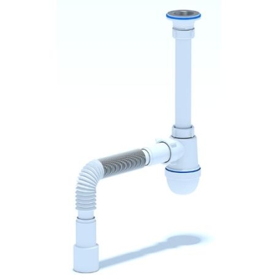 Сифон для умывальника АНИ C1015,  1 1/4"*40 с гибкой трубой 40*40/50 АНИ пласт