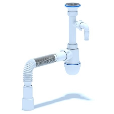 Сифон для умывальника АНИ C1315,  1 1/4"*40 с отводом для стиральной машины, с гибкой трубой 40*40/50 АНИ пласт