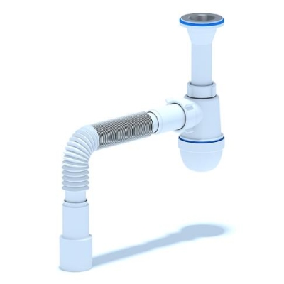 Сифон для умывальника АНИ C2015,  1 1/4"*40 с литым выпуском, с гибкой трубой 40*40/50 АНИ пласт