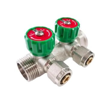 Коллектор c регулирующими вентилями (концовки в компл.)  1"*2 выхода ZILTOS