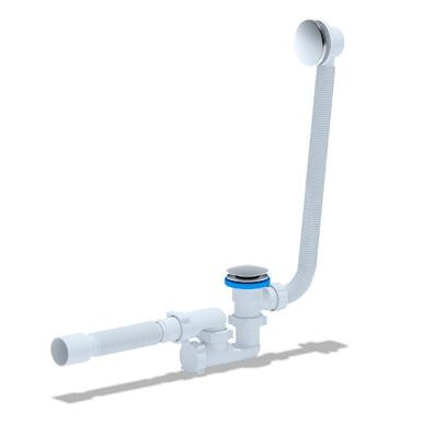 Сифон АНИ для ванны регулируемый с выпуском 1 1/2"*40 , клик-клак, с гибкой трубой 375*40/50, (грибок-сетка) АНИ пласт EC255GS