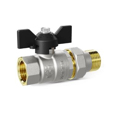 Кран шаровой с американкой 1 1/4" вн/нар бабочка LD Pridе