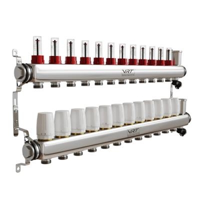 Коллектор для теплого пола VRT? 1" Х 3/4" 12 выходов с расходомерами (в комплекте кронштейны, сливные группы)