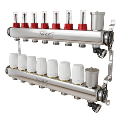 Коллектор для теплого пола VRT? 1" Х 3/4" 7 выходов с расходомерами (в комплекте кронштейны, сливные группы)