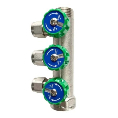 Коллектор c регулирующими вентилями (концовки в компл.)  3/4"*3 выхода ZILTOS