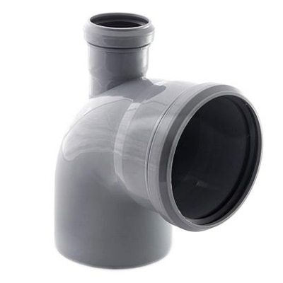 Отвод 110 * 90 гр. с выходом 50 ( Прямой ) Политэк