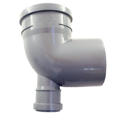 Отвод 110 * 90 гр. с выходом 50 ( Фронтальный ) Политэк