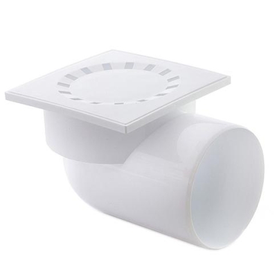 Трап горизонтальный 110 мм.  ( пластиковая решетка 150 * 150 мм. ) Политэк