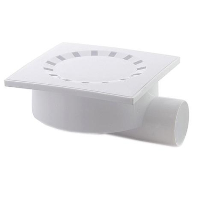 Трап горизонтальный 50 мм.  ( пластиковая решетка 150 * 150 мм. ) Политэк