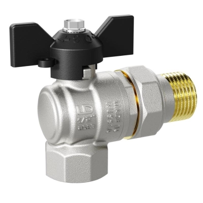 Кран шаровой угловой с американкой 1/2" бабочка LD Pridе