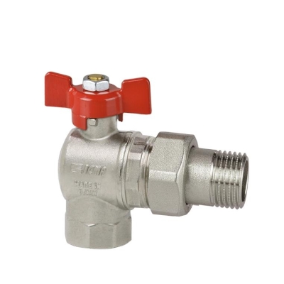 Кран шаровой угловой с американкой 3/4" вн/нар бабочка ICMA 