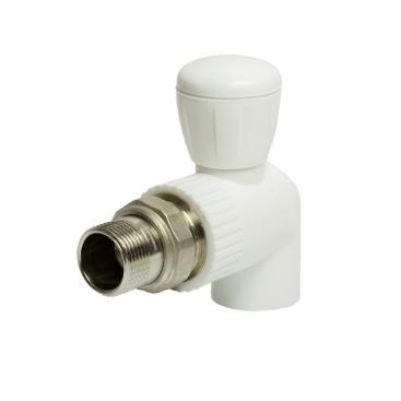 Кран радиаторный шаровый 20-1/2" угловой белый EVER PLAST