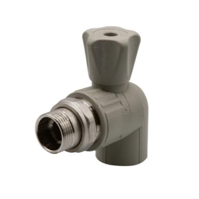 Кран радиаторный шаровый с американкой 20-1/2" угловой серый EVER PLAST