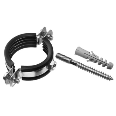 Хомут для труб 1 1/2" (47-53 мм) со шпилькой М8х70, с резиновым уплотнением и дюбелем