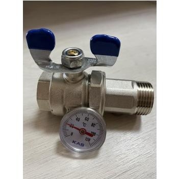 Кран для коллектора 1" синий KAS